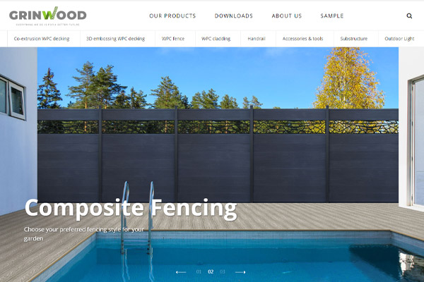格林特木塑，Grinwood WPC Material Co.,Ltd.，外貿(mào)公司網(wǎng)站設(shè)計(jì)